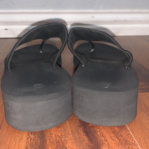 Black Bejeweled Small Wedge Flip Flop Size 10 - Picture 5 of 11